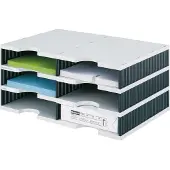 Styro sorteerstation styrodoc Standaard, C4, 3 etages/2 rijen/6 vakken, grijs/zwart