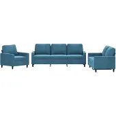 vidaXL 3-delige Loungeset met kussens fluweel blauw