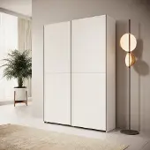 Meubella - Helvar - Kledingkast met schuifdeuren - Wit - 150x39x211 cm