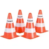 Hudora set van 4 markeerpalen, oranje/wit. 22,5 cm hoog. 13 cm breed