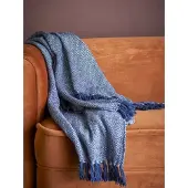 Creative Collection - Visgraat Plaid Blauw - Gerecycled katoen - 130x160 cm