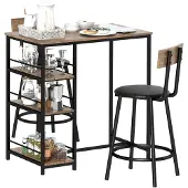 HOMCOM -Bartisch Set-Stahl, MDF-90L x 50B x 90,5H cm-Eiche
