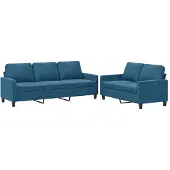 vidaXL 2-delige Loungeset met kussens fluweel blauw