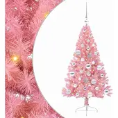 vidaXL Kunststof Voorverlichte Kerstboom met 150 LED Roze 120 cm PVC