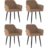 Mevsim Store Tony Eetkamerstoel - Bruin - Set van 4 - Ribstof