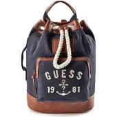 GUESS Rugzak 'Oslo' donkerblauw / bruin / wit