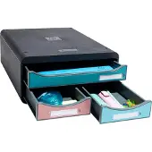 Exacompta Small Box Skandi assorti, 3 laden A4+, geruisloos met veiligheidsstop, stapelbaar, 13,5 cm, 25 jaar