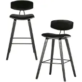 Woood Senn Barstoelen - Fluweel - Zwart - Set van 2