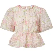 Y.A.S. Blouse 'YASLeanna' lichtblauw / mosterd / rosa / wit