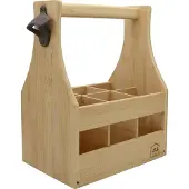 UNUS Flessendrager bamboehout 6 flessen bierdrager met flesopener