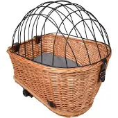 UNUS hondenfietsmand rieten mand met netbekleding kussen 47x29x34 cm voor bagagedrager