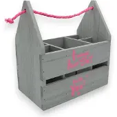 UNUS Houten flessendrager I wanna have Sekt with you grijs