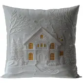 Markizeta Kerstkussenhoes 40x40cm Huis 3D Velvet Decoratief