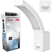 MasterLed buitenwandlamp Diron LED 10W – PIR-bewegingssensor – 750lm – IP54 – Modern design – Buitenlamp, wit