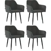 Mevsim Store Tony Eetkamerstoel - Zwart - Set van 4 - Ribstof