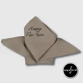 Sagaform linnen tafellaken en servetten, beige bedrukt met MERRY CHRISTMAS
