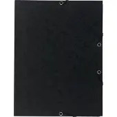 Exacompta 3-klepsmap elastiek 55401E Zwart Gewafeld karton 25 Stuks