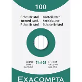 Exacompta 10x etui 100 steekkaarten bristol - gelijnd niet geperforeerd 74x105mm - Wit - 13800B