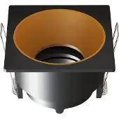 LEDVION – LED Inbouwspot Vierkant 81x81mm – Zwart / Goud – Dimbaar – Kantelbaar – GU10 – IP20