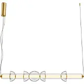 Maytoni LED-kandelaar Cosmo, messing en transparant glas, 39W, warm wit licht, 4800lm, afmetingen: 137,5x16x98cm, IP20,