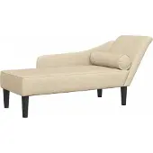 vidaXL Chaise longue met kussens stof crèmekleurig