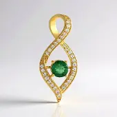Cavill - Zilveren Hanger - 925 Sterling Zilver Verguld - 0,66 ct Groene Apatiet Rond uit Madagaskar - 31 Zirkonia Accenten - Elegant Groen Sieraad