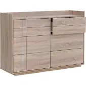Mendler Commode -P44, dressoir, 6 laden met push-to-open-functie, MDF 83x120x40 cm ~ Sonoma-eikenlook