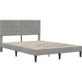 vidaXL Bedframe met hoofdeinde Lichtgrijs 140 x 200 cm Fluweel