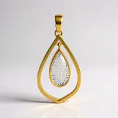 Cavill - Zilveren Hanger met 925 Sterling Zilver en Gouden Plating - Witte Topaas 4,16 ct Fancy Peervorm - Elegant, Tijdloos, 36x18 mm