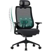 COLAMY bureaustoel met 4D-armleuningen en verstelbare zitting (vooruit en achteruit), optimaal comfort voor intensief werk, zwart