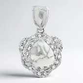 Cavill - Zilveren Hanger - 925 Sterling Zilver met Canadese Howliet 3,98 ct Triljant Cabochon en 24 Cambodjaanse Zirkonen - Elegante Glanzende Sieraad