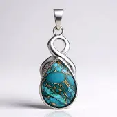 Cavill - Zilveren Hanger - 925 Sterling Zilver - Turkoois Mozaïek 7,41 ct - Peervormige Cabochon 16,5x11,5 mm - Elegant Blauw Sieraad