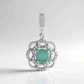Cavill - Zilveren Hanger Geplatineerd - 0,77 ct Grandidieriet & 32 Zirkonia’s - 925 Sterling Zilver - Elegant Modern Design - 26x14 mm