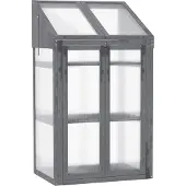 Outsunny kas - dennenhout - kunststof - grijs - 70L x 50B x 120H cm