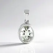 Cavill - Zilveren Hanger 925 Sterling Geplatineerd - 1,98 Ct Ovale Groene Amethist Brazilië - Elegant & Tijdloos Sieraad 20x10 mm