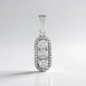Cavill - 925 Sterling Zilver Hanger - Platina Geplateerd - 0.895 ct Cambodjaanse Zirkoon - Elegante Ovale Dames Sieraden 22x7 mm