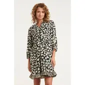 Smashed Lemon Zwart-witte dierachtig print jurk met ceintuur en ruffle detail |