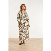 Smashed Lemon Maxi jurk met bloemenprint in beige, blauw en bruin |