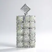 Cavill - 925 Sterling Zilver Hanger - 15 Ronde Spectroliet 6 95 ct - Witte Topaas 0 007 ct - Elegant Rechthoekig Edelstenen