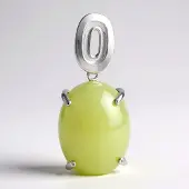 Cavill - Zilveren Hanger - 925 Sterling Zilver - Capillitas Aragoniet 19,78 ct Ovaal Cabochon - Lichtgroen Edelsteen - Natuurlijke Aragoniet Sieraad
