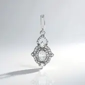 Cavill - Zilveren Hanger 925 Sterling - Witte Saffier 0,445 ct uit Madagaskar - Platina Afwerking - Ovaal & Rond - Luxe Zirkonia