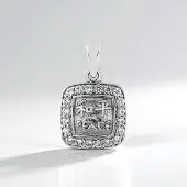 Cavill - Zilveren Hanger met 20 Cambodjaanse Zirkonen 0 639 ct - 925 Sterling Zilver Geplatineerd - Peace Symbool - Elegante 22x13 mm