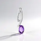 Cavill - Zilveren hanger - 925 Sterling Zilver Platina - Marokkaanse Amethist 0 602 ct - Ovaal - Paarse Elegantie met Zirkon 0 059 ct