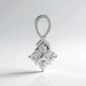 Cavill - Zilveren hanger 925 Sterling zilver met 4 Cambodjaanse zirkonen 0 892 ct - Platina plating - Elegant rond briljant slijpsel - Hanger 23x12 mm