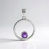 Cavill - Zilveren hanger met Marokkaanse Amethist 0,468 ct - 925 Sterling Zilver platina verguld - Rond slijpsel paars 28x19 mm elegant dames sieraad