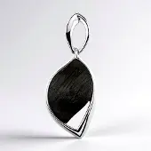 Cavill - Zilveren hanger 925 Sterling met Veeneik 2 15 ct Fancy Cabochon - Handgemaakt Modern Design - 35x14 mm Elegant Natuurlijke Houtzilver