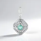 Cavill - Paraiba Nigeria Edelsteen Hanger 925 Zilver 42 Zirkonen 0 559 ct Platina Verguld - Achthoekig Elegant Sieraad