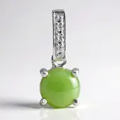 Cavill - Zilveren Hanger - 925 Sterling Zilver - Keizerlijk Chrysopraas 0,64 ct & Witte Topaas Pavé 0,036 ct - Elegant Edelsteen Sieraad - 17x7 mm