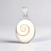 Cavill - Zilveren Hanger - 925 Sterling Zilver - Shiva Oog met Natuurlijke Schelp 22x18 mm - Ovaal Bezelzet - Maritieme Sieraden 35x19 mm