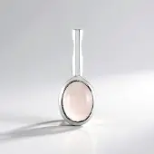 Cavill - Elegante Zilveren Hanger - 925 Sterling Zilver Geplatineerd - Braziliaanse Rozenkwarts Ovaal 1 53 ct - Minimalistisch & Tijdloos